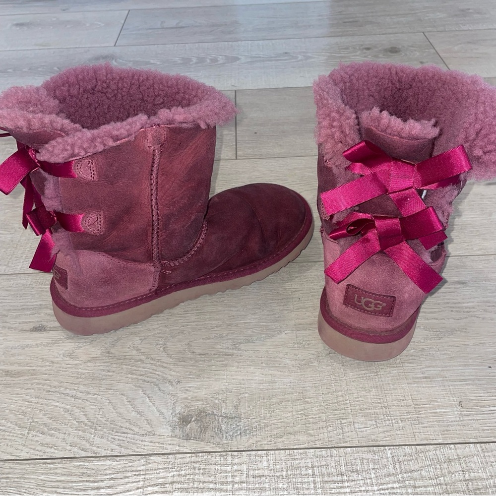 UGG Women's Moccasins in Burgundy with Pink Accents